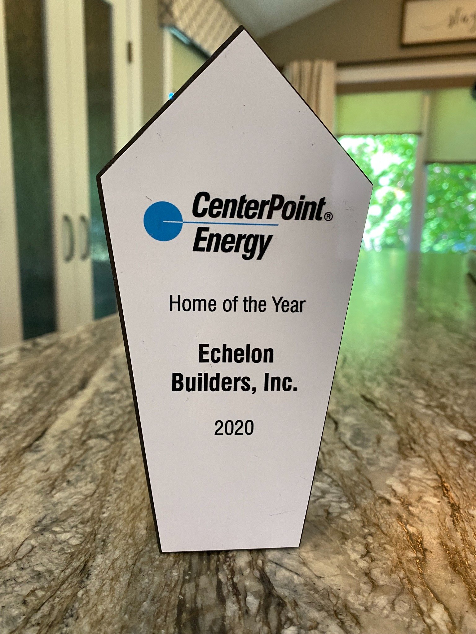 CenterPoint Energy Home of the Year award presented to Echelon Builders, Inc. in 2020